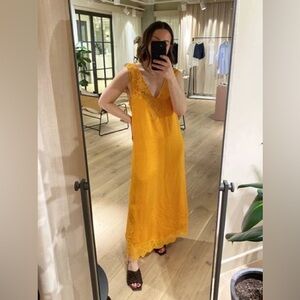 H&M Yellow Slip Dress with Lace Details